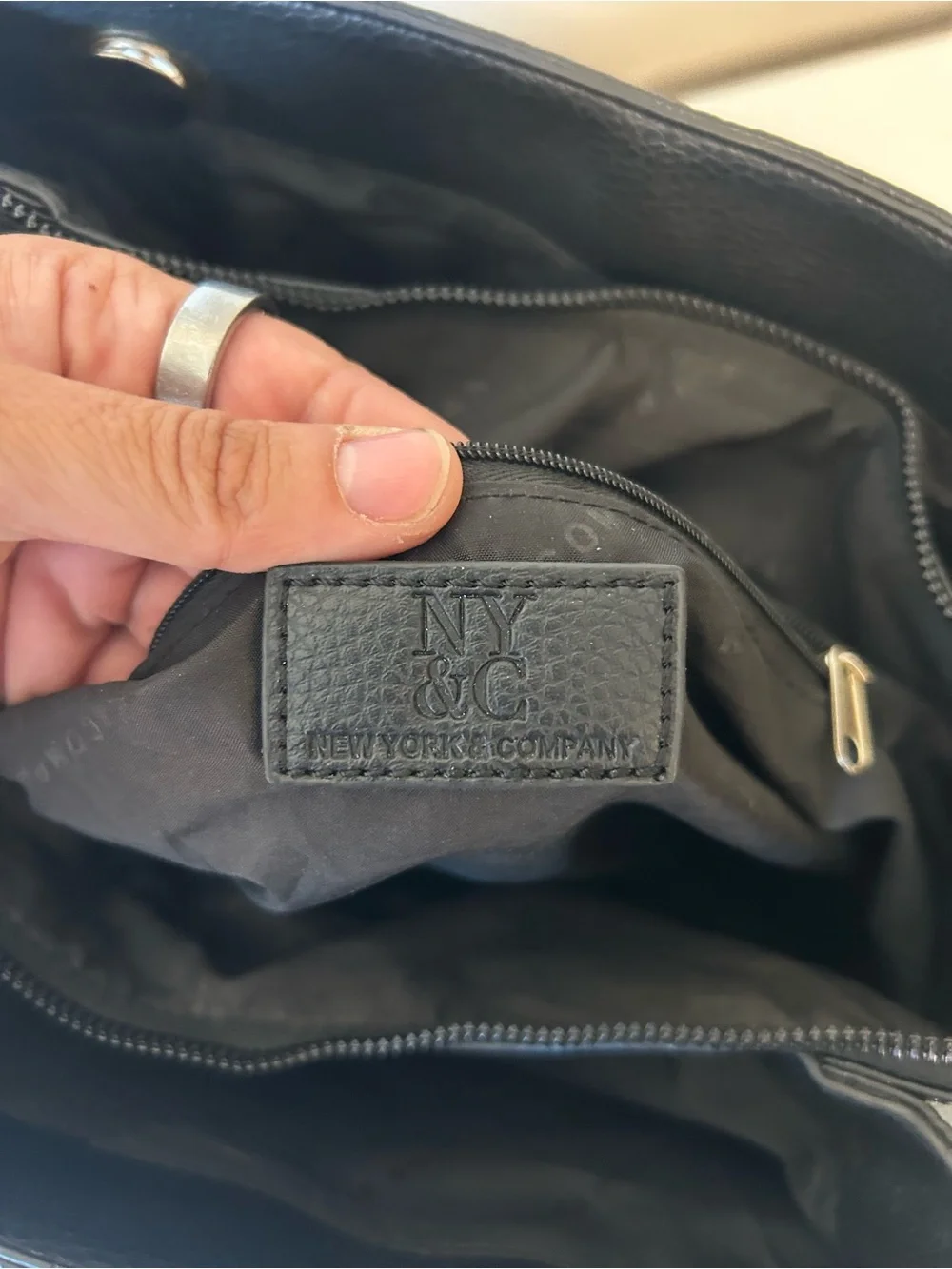New York & Company Black Pebble Faux-Leather Chain-Handle Shoulder Bag